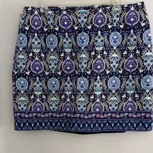 Talbots Navy and Teal Patterned Mini Skirt